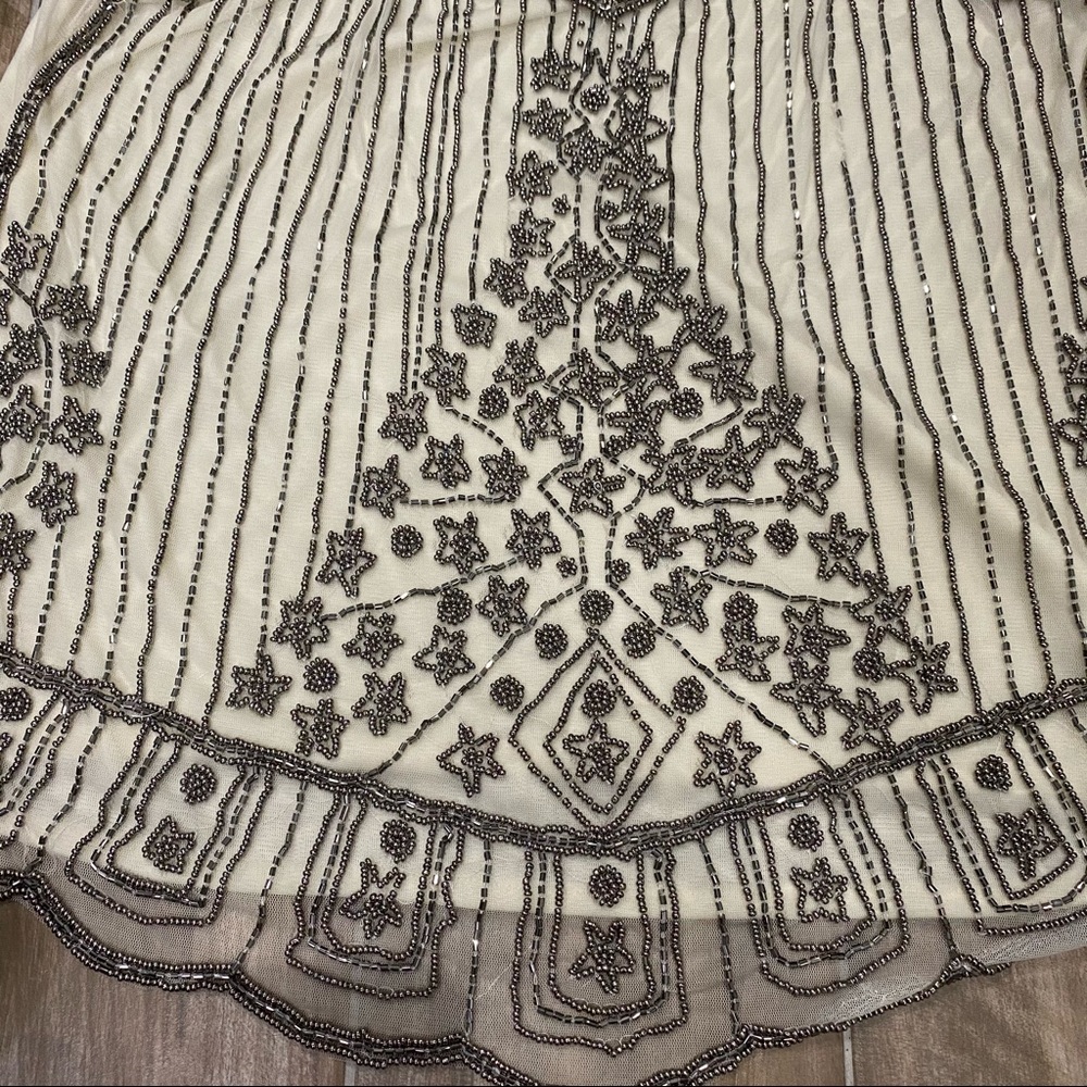 HYDE park cream pewter beaded 20s vibe tank top - Picture 3 of 7